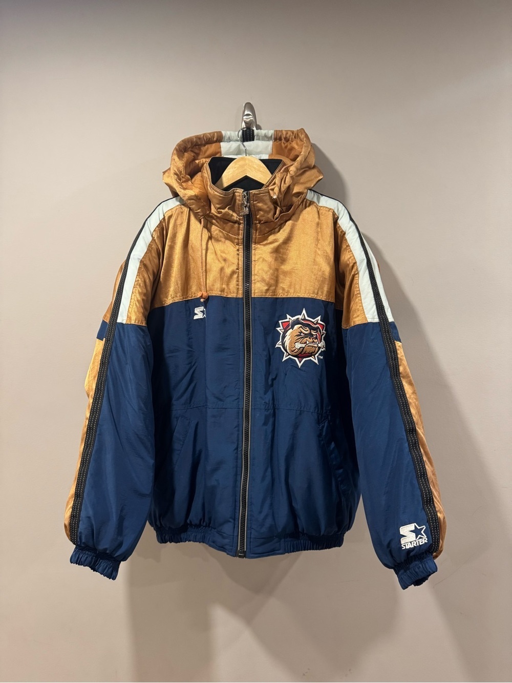 Vintage Starter Hamilton Bulldogs Jacket Rare NHL Big Logo Puffer Coat Size